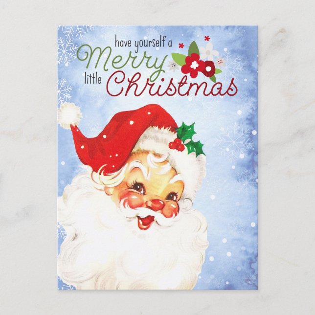 Vintage Retro Santa Merry Christmas  Postcard (Front)