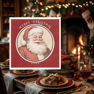 Vintage Retro Santa Napkin