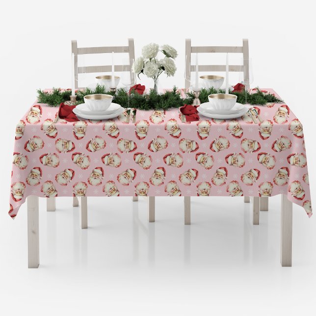 Vintage Retro Santa Pink Christmas Tablecloth (Creator Uploaded)