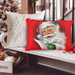 Vintage Retro Santa With List Christmas Decorative Cushion<br><div class="desc">This mid-century vintage Christmas pillow features a smiling Santa Claus,  in bright red and white,  has a gleam in his eye and winks while checking over his naughty and nice list.</div>