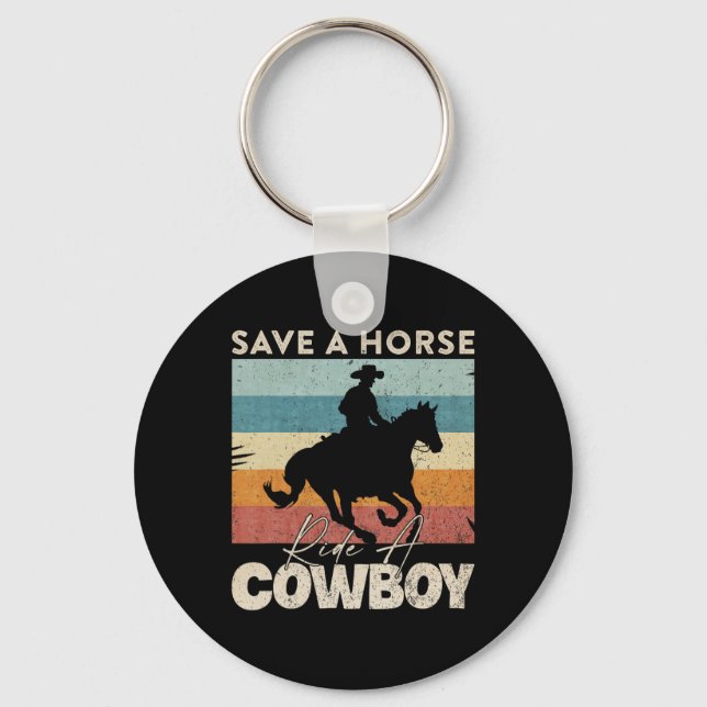 Vintage Retro Save A Horse  Key Ring (Front)