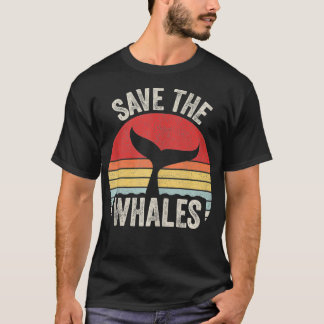 Vintage Retro Save The Whales Whale  T-Shirt