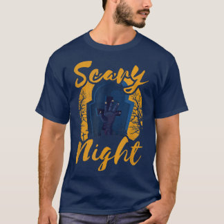 Vintage Retro Scary Night Graveyard & Zombie Hand T-Shirt