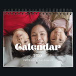 Vintage retro script 2024 family photo calendar<br><div class="desc">A modern photo calendar with a vintage retro script,  to customise with your family pictures,  a perfect way to start the year 2024. Fully customisable text colours.</div>