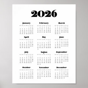 Vintage retro script 2025 calendar poster
