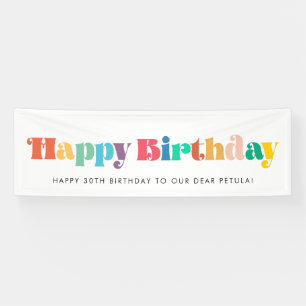 Vintage retro script Colourful Happy Birthday Banner