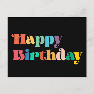 Vintage retro script Colourful Happy Birthday Postcard