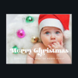 Vintage retro script Merry Christmas photo Postcard<br><div class="desc">Merry Christmas card! A modern typography for this Holiday photo cards collection. To customize with your favorite family picture. You can also easily change the color of the font and the background to your liking.</div>