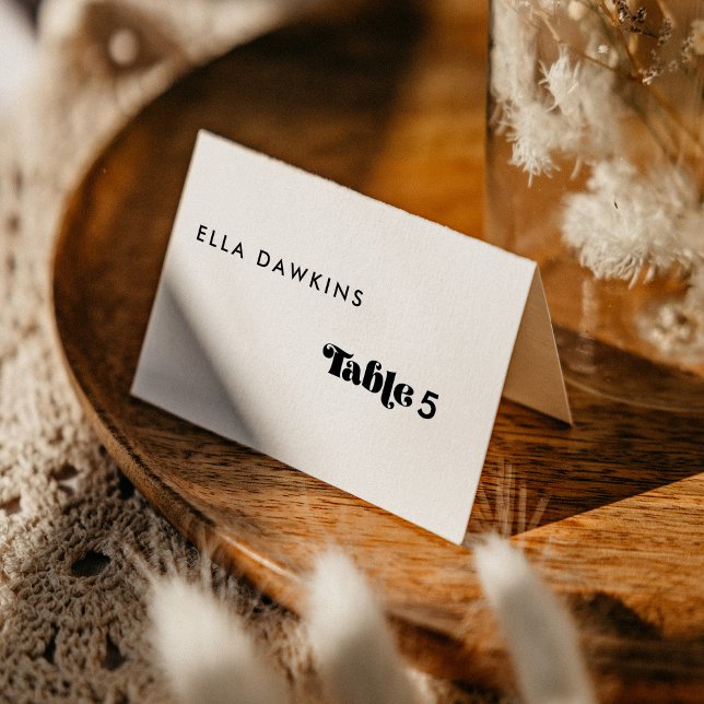 Vintage Retro Script Wedding Guest Place Card (Creator Uploaded)