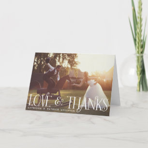 Vintage Retro Script Wedding Photo Thank You Card