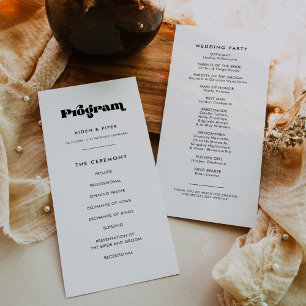 Vintage Retro Script Wedding Programme