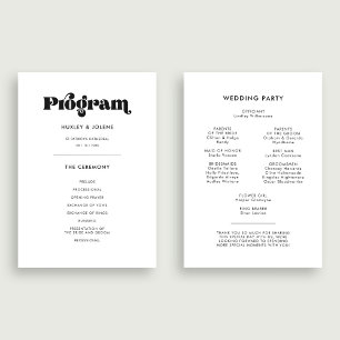 Vintage retro script wedding programme
