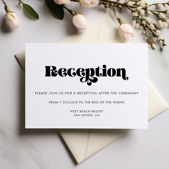 Vintage retro script wedding reception card (Creator Uploaded)