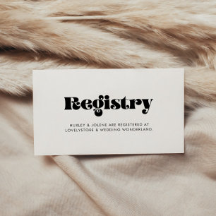 Vintage retro script wedding registry card
