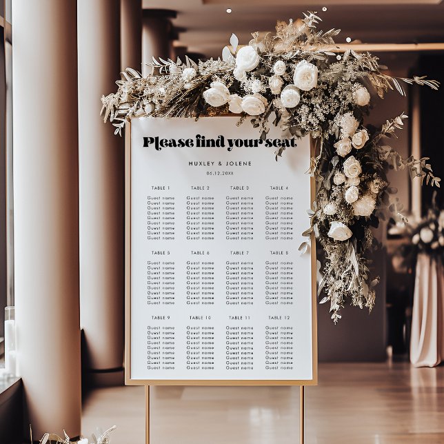 Vintage retro script wedding seating chart (Creator Uploaded)