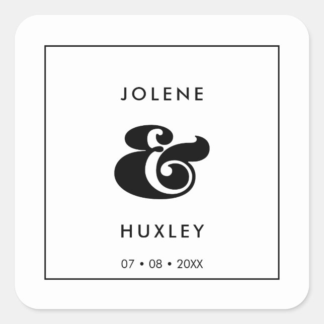 Vintage retro script wedding square sticker (Front)