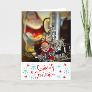 Vintage Retro Season's Greetings Christmas Card