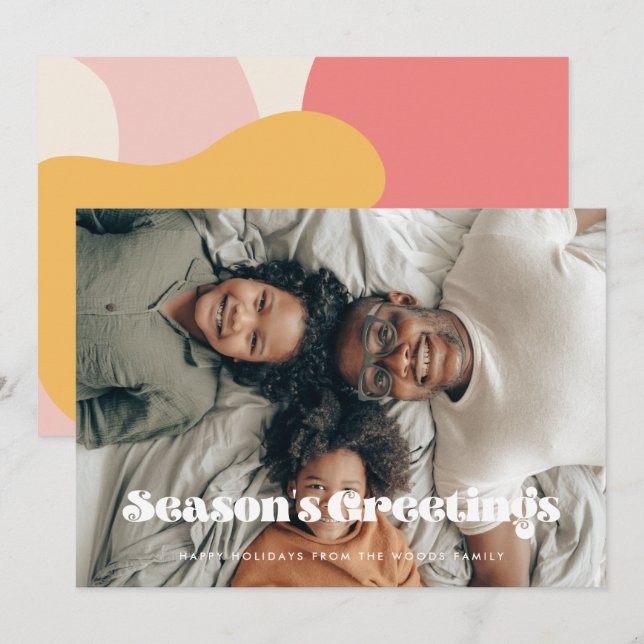 Vintage Retro Season's Greetings Photo Christmas Holiday Card (Front/Back)