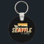 Vintage Retro Seattle Washington USA City Map Key Ring<br><div class="desc">Vintage and retro style Seattle Washington city merchandise for those living in this town, WA native, proud citizen and resident of this special place called home. Cool merchandise with seventies vibe. Perfect souvenir for tourist on vacation, travelling in the US. Great gift for those born in United States of America,...</div>