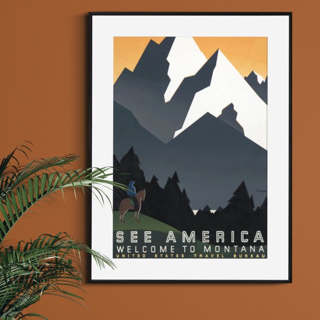 Vintage Retro See America Welcome to Montana Poster (Creator Uploaded)