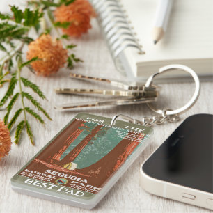 Vintage Retro Sequoia National Park Best Dad Key Ring