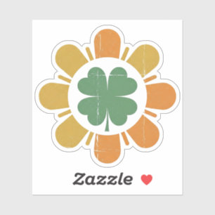 Vintage Retro Shamrock Flower Die-Cut Sticker - 70