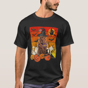 Vintage Retro Shar Pei Dog Witch Scary Pumpkins Ha T-Shirt