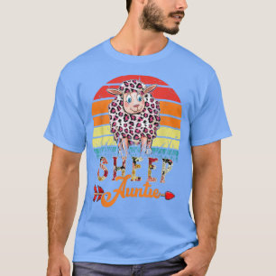 Vintage Retro Sheep Auntie Flowers Leopard Sheep F T-Shirt