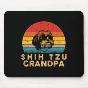 Vintage Retro Shih Tzu Grandpa Dog Lover Paw Dad F Mouse Pad