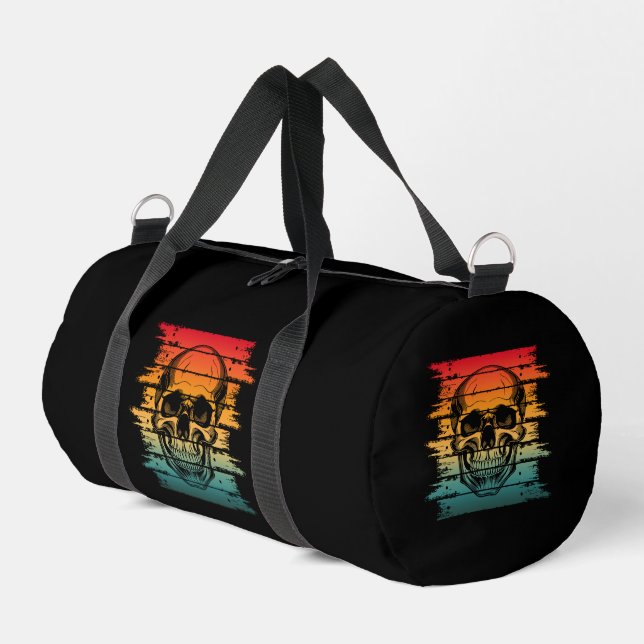 Vintage Retro Silhouette Skull  Duffle Bag (Left Corner)