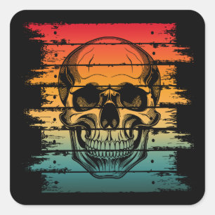 Vintage Retro Silhouette Skull  Square Sticker
