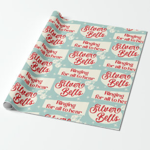 Vintage Retro Silver Bells Christmas Wrapping Paper