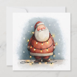 Vintage Retro Simple Christmas Tree Santa Claus  Holiday Card