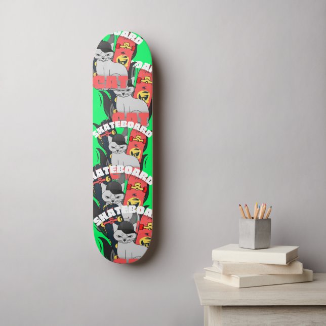 vintage retro simple skateboard cat (Wall Art)