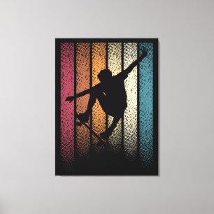 Vintage Retro Skateboarding Canvas Print