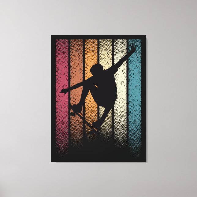 Vintage Retro Skateboarding Canvas Print (Front)