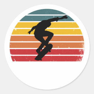 Vintage Retro Skateboarding Classic Round Sticker