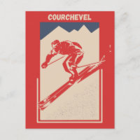 Vintage Retro Ski French Alps Resort Courchevel