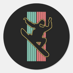 Vintage Retro Snowboarding Classic Round Sticker