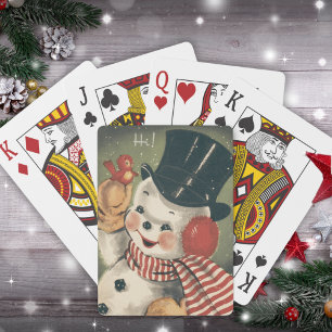 Vintage Retro Snowman Christmas Holiday Playing Cards