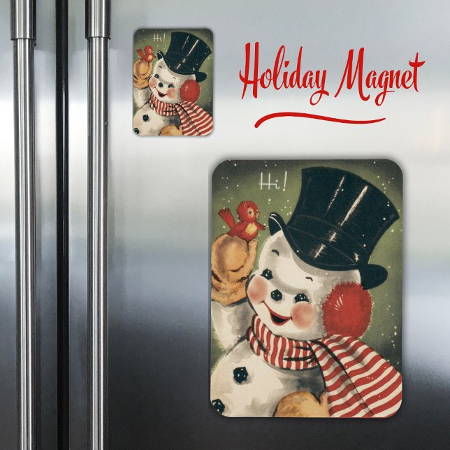 Vintage Retro Snowman Holiday Magnet (Vintage Retro Snowman Holiday Magnet)