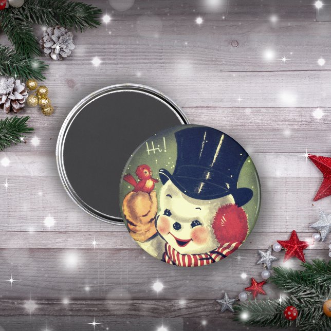 Vintage Retro Snowman Holiday Magnet (Vintage Retro Snowman Holiday Magnet)