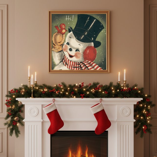 Vintage Retro Snowman Holiday Poster (Vintage Retro Snowman Holiday Poster)