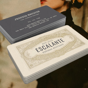 Vintage Retro Sophisticated French Creamy Border  Business Card