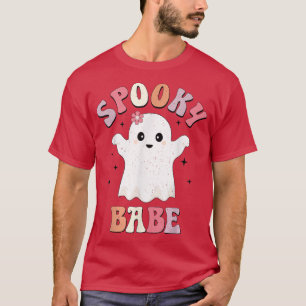Vintage Retro Spooky Babe Cute Ghost Funny Hallowe T-Shirt