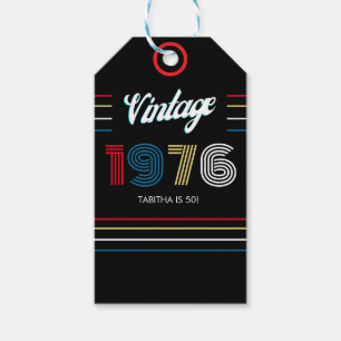 Vintage Retro Stripe 1976 50th birthday or Reunion Gift Tags