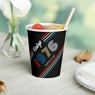 Vintage Retro Stripe 1976 50th birthday or Reunion Paper Cups