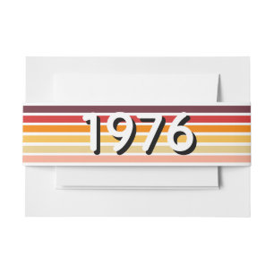 Vintage Retro Stripe Birthday Gift Present 1976 Invitation Belly Band
