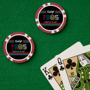 Vintage Retro Stripe Primary Colours 1985 Poker Chips