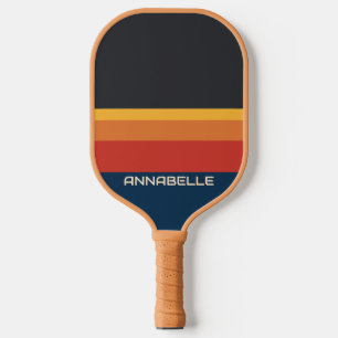 Vintage Retro Stripes Personalised Name Pickleball Paddle